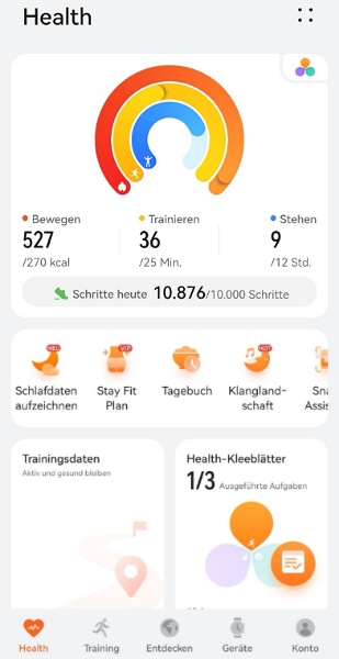 Screenschot der Health app mit über 10000 Schritte