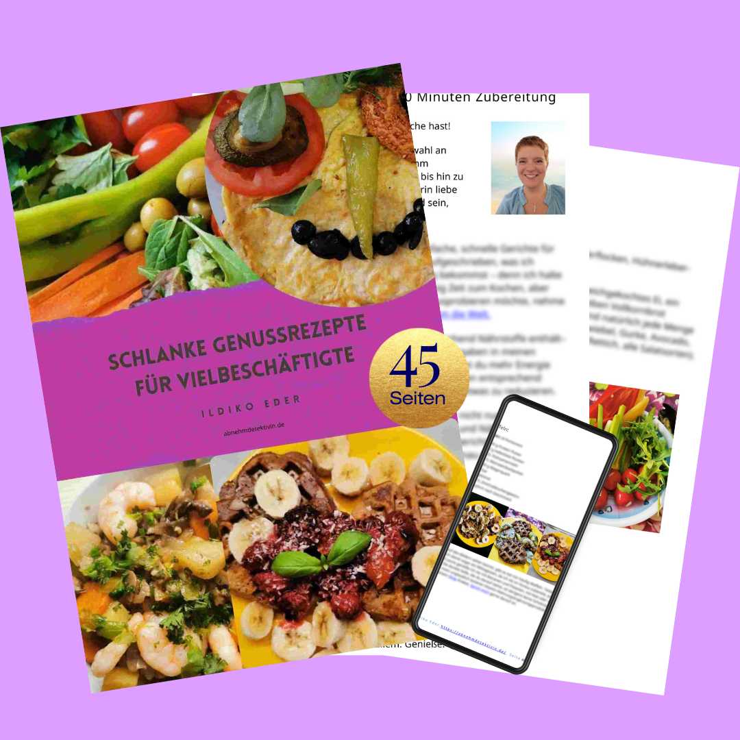 Mockup des Rezeptbuchs mit 43 Rezepten zum Abnehmen